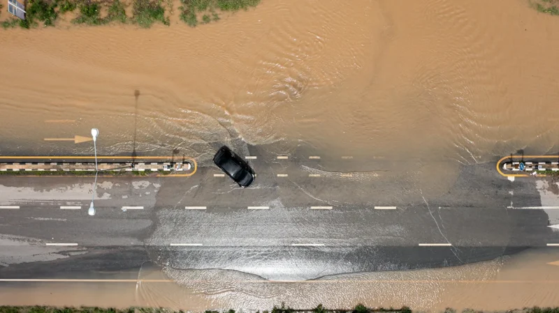 Flooded Road Collapsed Flooded Road Collapsed