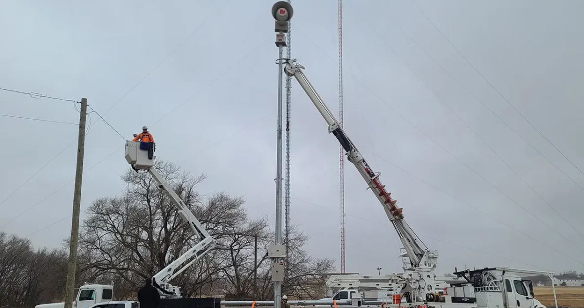 Outdoor Warning Siren Installation Crew